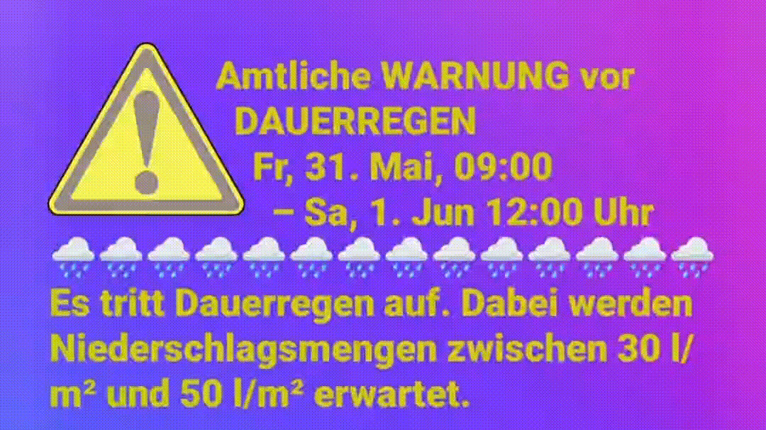 WARNUNG vor DAUERREGEN