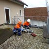 Übung der Jugendfeuerwehr, Rettung mit Trage an einer Leiter